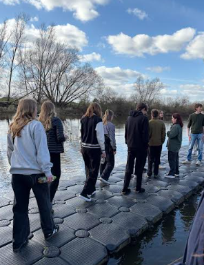 A floating walkway provided ground for Germany students.