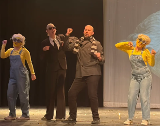 Gru aka Mr. Behnke hits some poses with Troubadours.