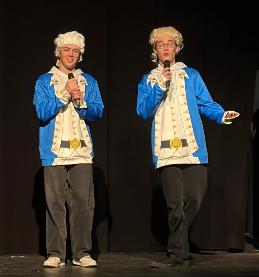 Levi and Julian emcee in Founding Father style.