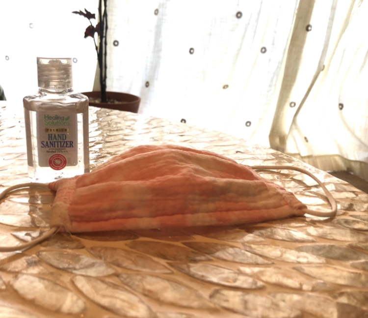 mask and hand sanitizer