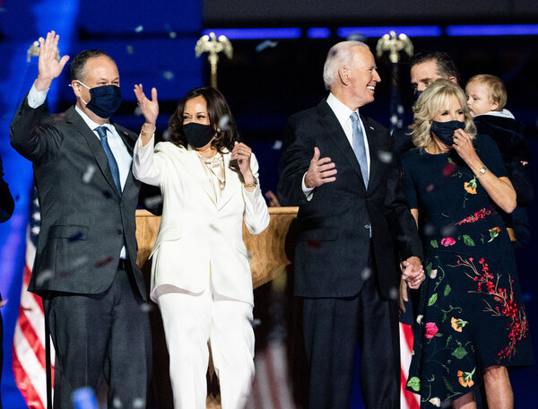 joe biden and kamala harris celebrate victory