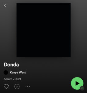 Screenshot of Spotify Album with black square