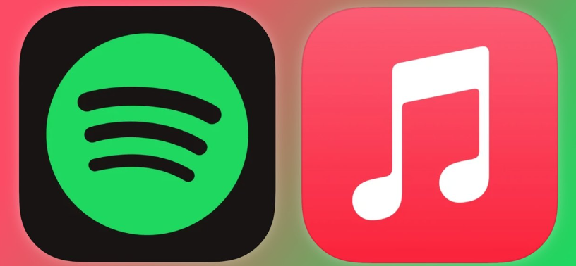 The Spotify and Apple Music logos