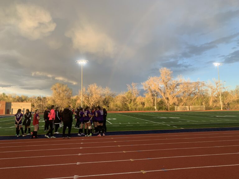 The LHS soccer girls on the Track
