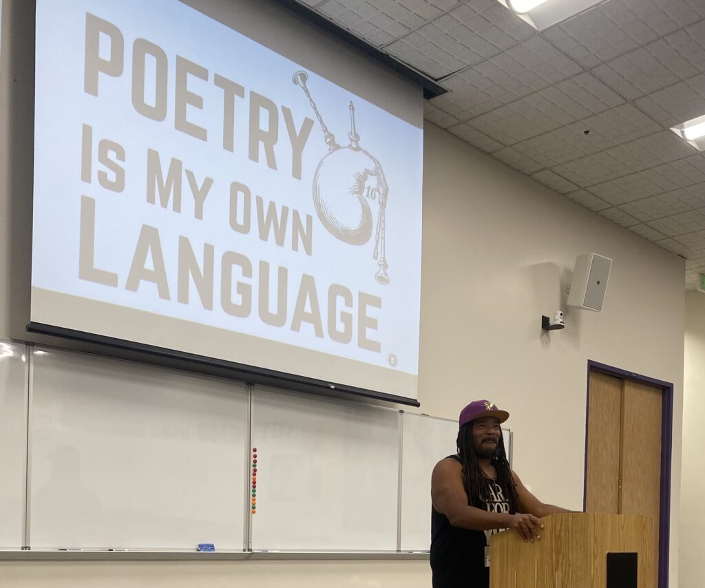 Jovan Mays presenting his poetry tips.