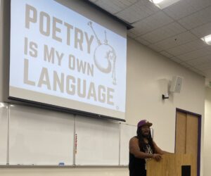 Jovan Mays presenting his poetry tips.