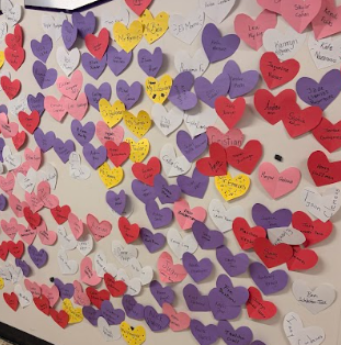 The hearts were color-coded by grade.