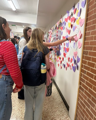 Students gathered the hearts for their friends as well.